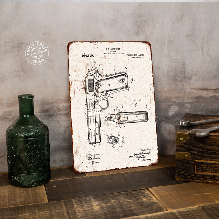 1911 Pistol Patent Sign 108120067112