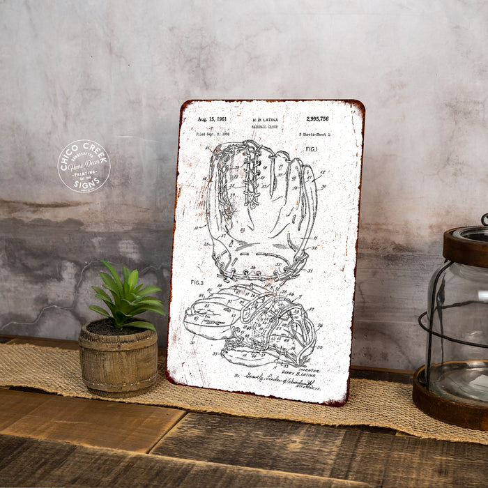 Baseball Glove Patent Sign Vintage Wall Decor Signs Art Decorations Tin Gift 108120067114
