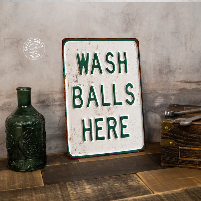Wash Balls Here Metal Sign 108120068003