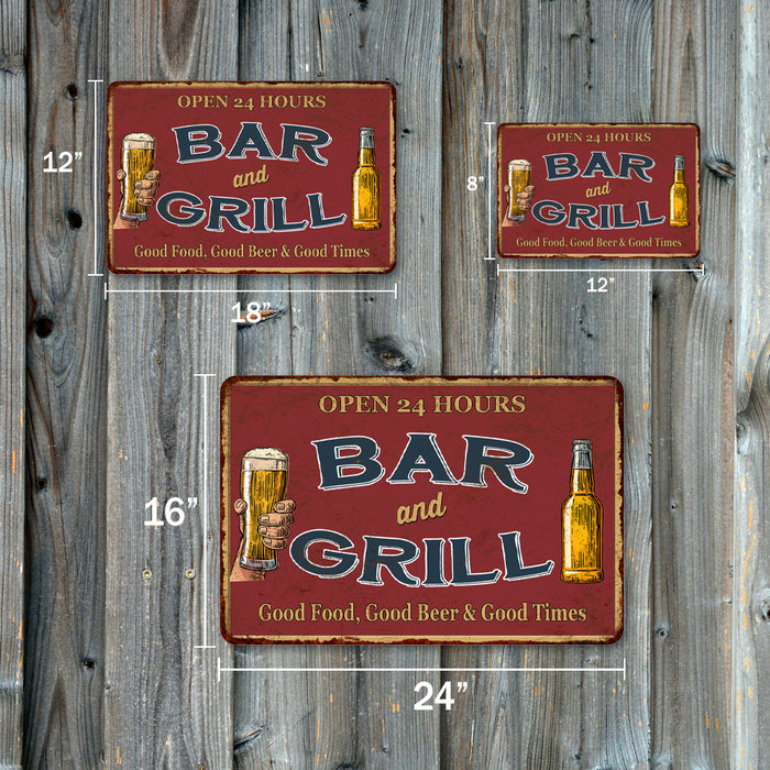 Bar and Grill Beer Pub Décor Man Cave Signs Vintage Looking Reproduction Metal Sign 108120068020
