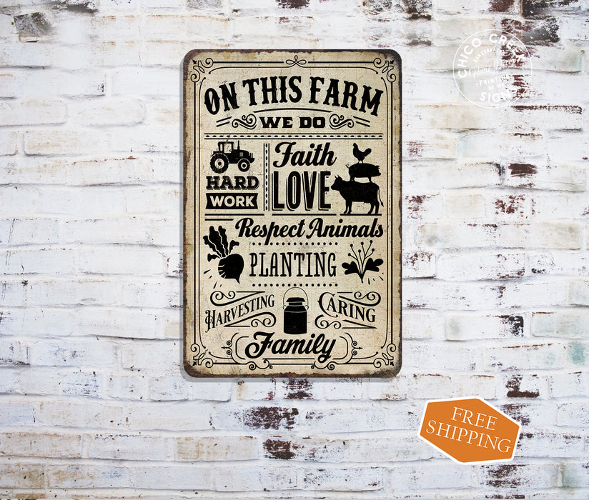 On This Farm Sign Tan Farm Life Faith Love Farmhouse Home Decor Gift 108120069002