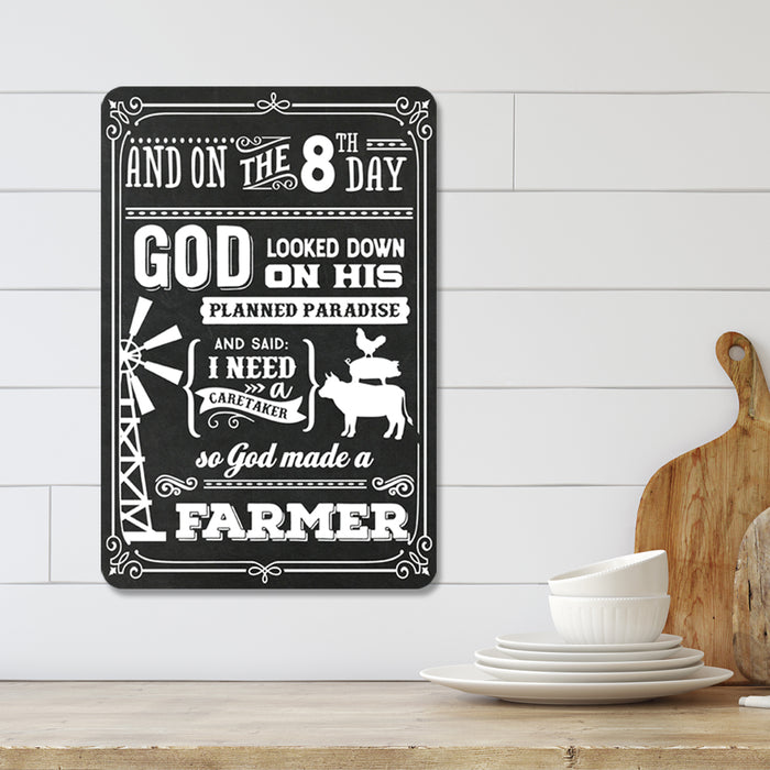 God Made a Farmer Sign On The Eighth Day Farmhouse Barn God Home Decor Gift