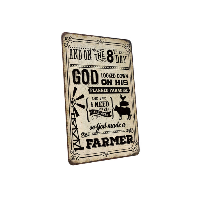 God Made a Farmer Sign Tan Farmhouse Barn God Home Decor Gift 108120069012