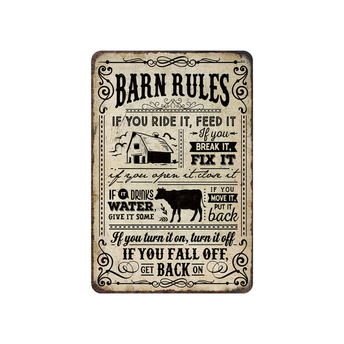 Barn Rules Sign Tan