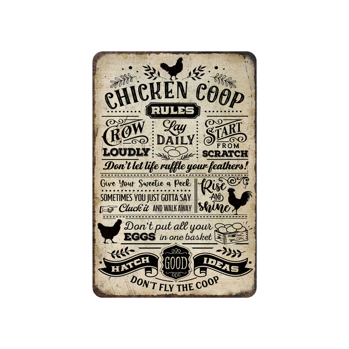 Chicken Coop Rules Sign Tan Farmhouse Barn Fresh Eggs Say Cluck It Home Decor Gift