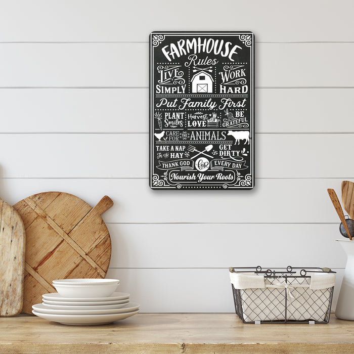 Farmhouse Rules Sign Live Simply Work Hard Nourish Your Roots Home Decor