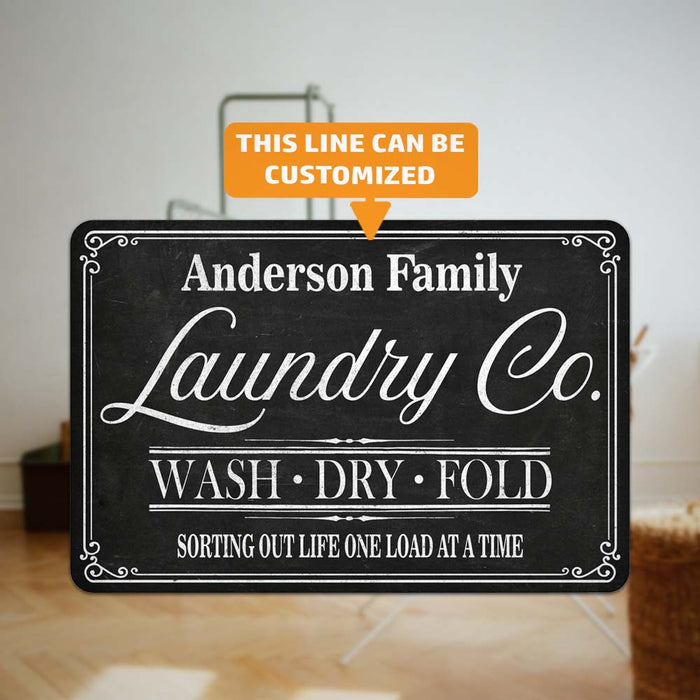 Personalized Laundry Co. Wash, Dry, Fold Vintage Farmhouse Metal Sign Home Decor Gift 108120070001