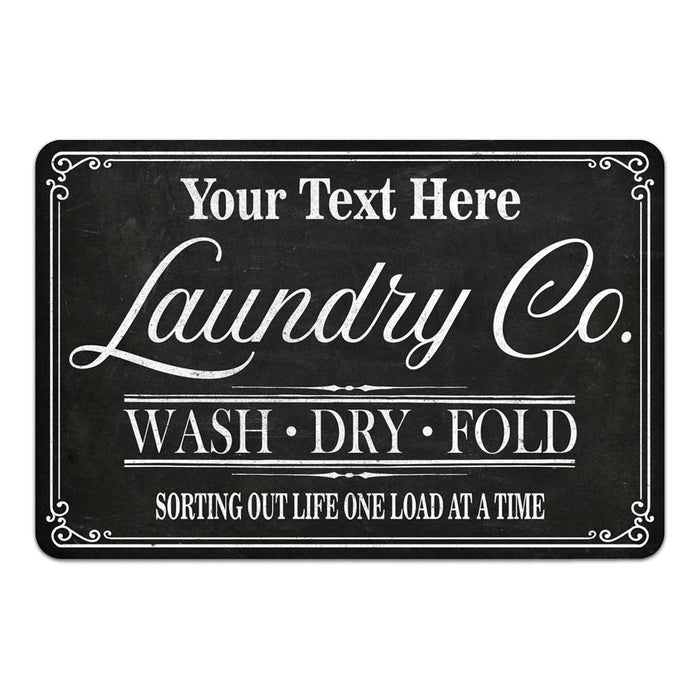 Personalized Laundry Co. Wash, Dry, Fold Vintage Farmhouse Metal Sign Home Decor Gift 108120070001