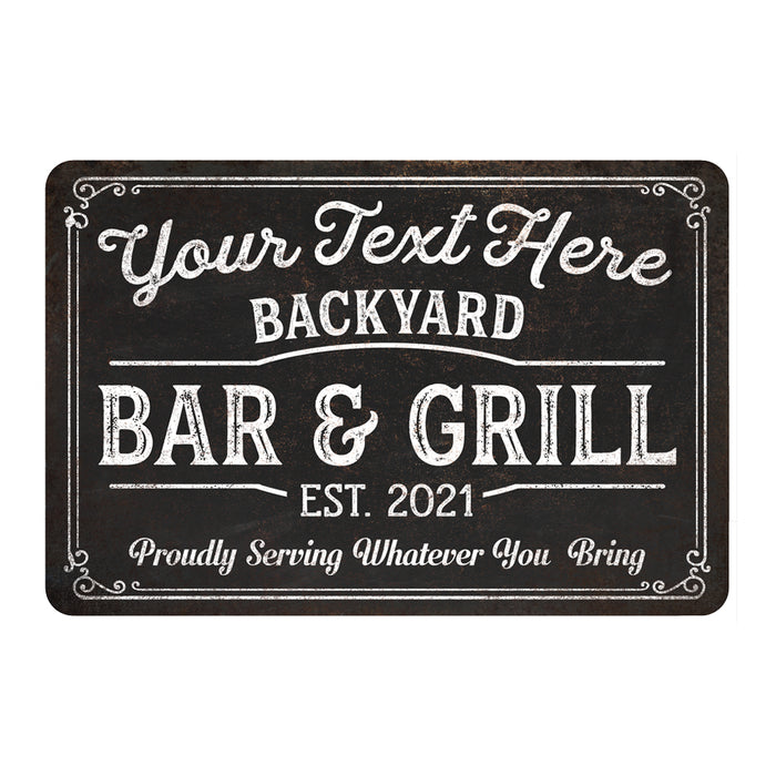 Personalized Backyard Bar and Grill Metal Sign Patio Decor 108120072001