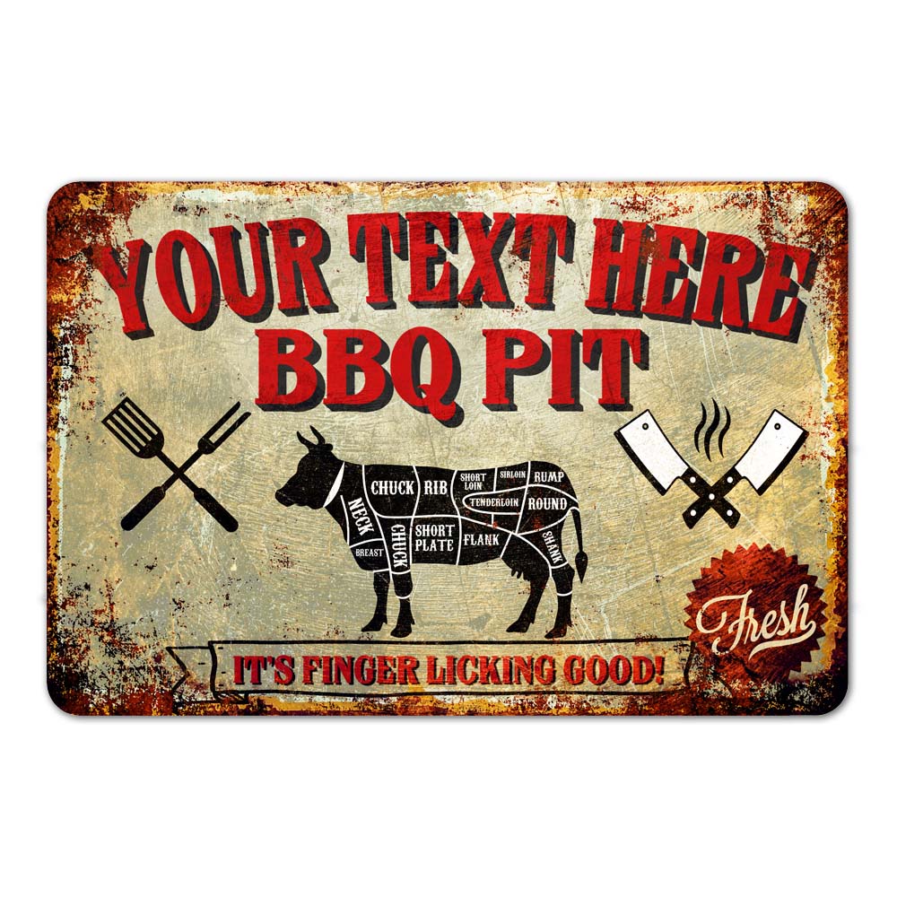 Personalized BBQ PIT Custom Metal Sign 108120075001 — Chico Creek Signs