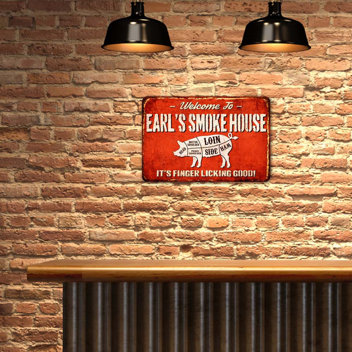 Personalized Name Smokehouse BBQ Custom Metal Sign Wall Decor Gift Pub Mancave Barbeque Patio Decor Beer 108120076001