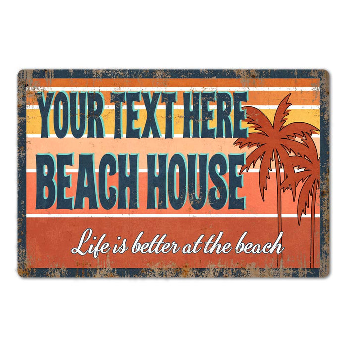 Personalized Beach House Custom Metal Sign Your Name Wall Decor Beach Ocean Decor Tropical Decor Gift 108120079001