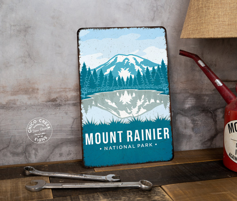 Mount Rainier National Park Sign Rustic Looking Wall Decor Cabin Decorative Signs Washington 108120086029