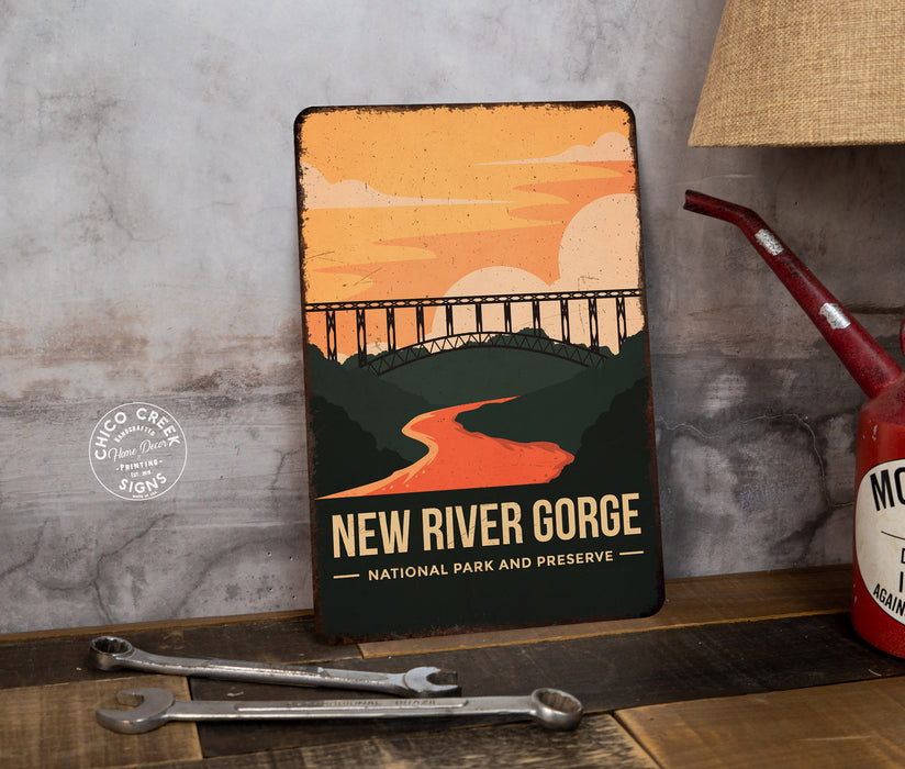 New River Gorge National Park Sign Rustic Looking Wall Decor Cabin Decorative Signs West Virginia 108120086034