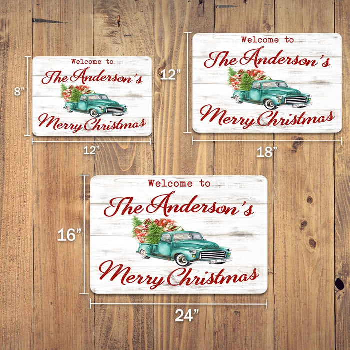 Personalized Welcome to... Merry Christmas Holiday Gift Decor Metal Sign 108120094001