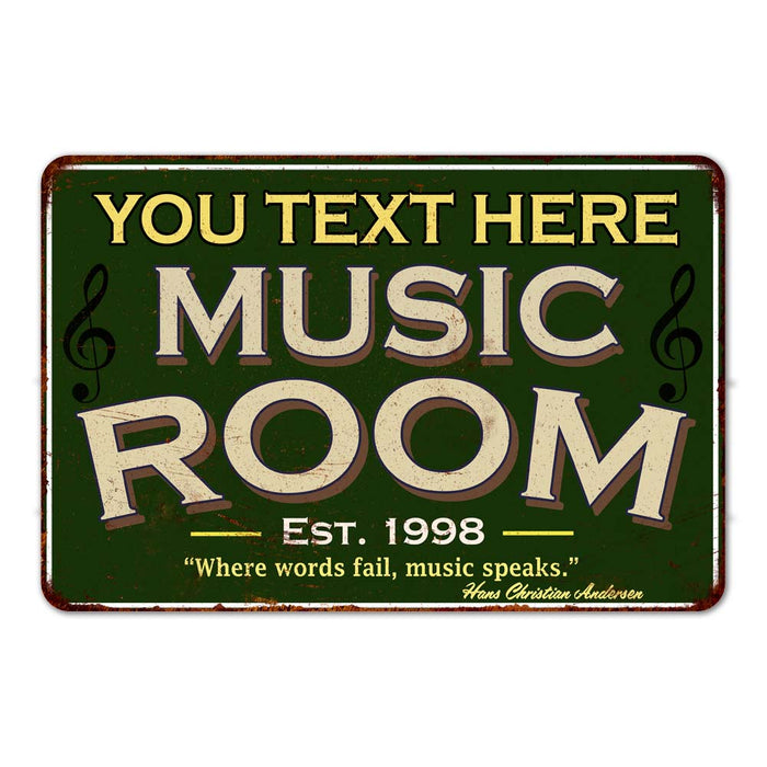 Personalized Music Room Green Metal Sign 108120107001