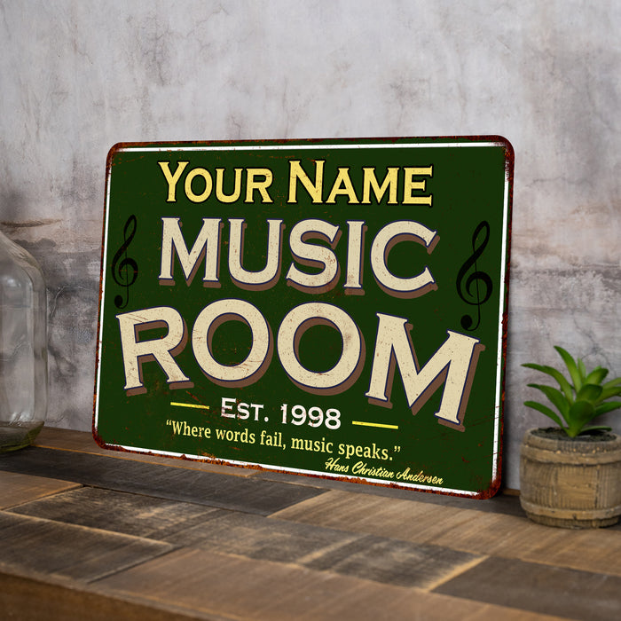 Personalized Music Room Green Metal Sign 108120107001