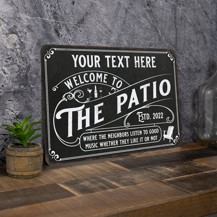 Personalized Welcome to The Patio Sign Backyard BBQ Beer Music Metal Home Decor Gift 108120112001