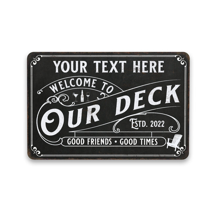 Personalized Welcome to Our Deck Sign Backyard Patio Food Friends Metal Home Decor Gift 108120113001