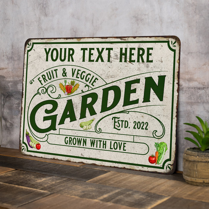 Personalized Fruit and Veggie Garden Sign Backyard Patio Porch Greenhouse Vegetable Metal Home Decor Gift 108120119001