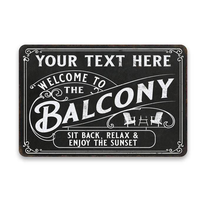 Personalized Welcome to The Balcony Sign Backyard Patio Veranda Metal Home Decor Gift 108120120001