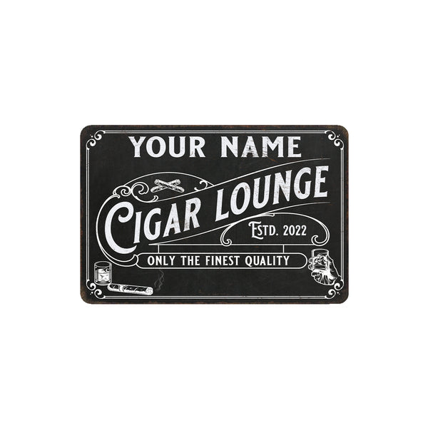 Personalized Cigar Lounge Metal Sign | Man Cave Bar — Chico Creek