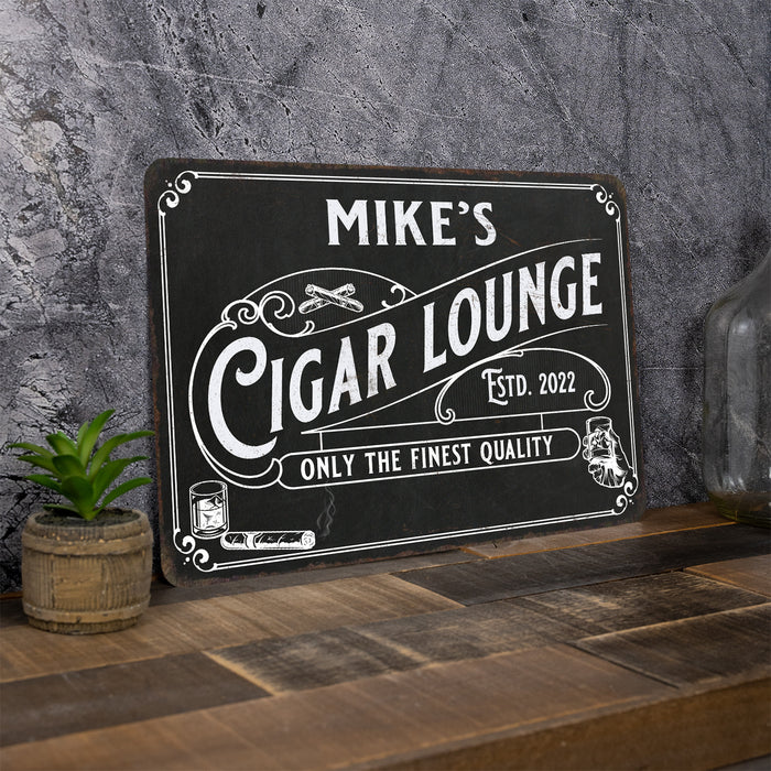 Personalized Cigar Lounge Sign Man Cave Bar Stogie Metal Home Store Shop Decor Gift 108120121001