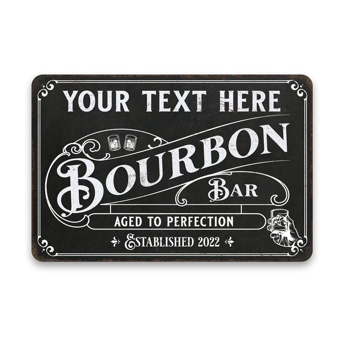 Personalized Bourbon Bar Sign Alcohol Whisky Beer Man Cave Metal Home Decor Gift 108120122001
