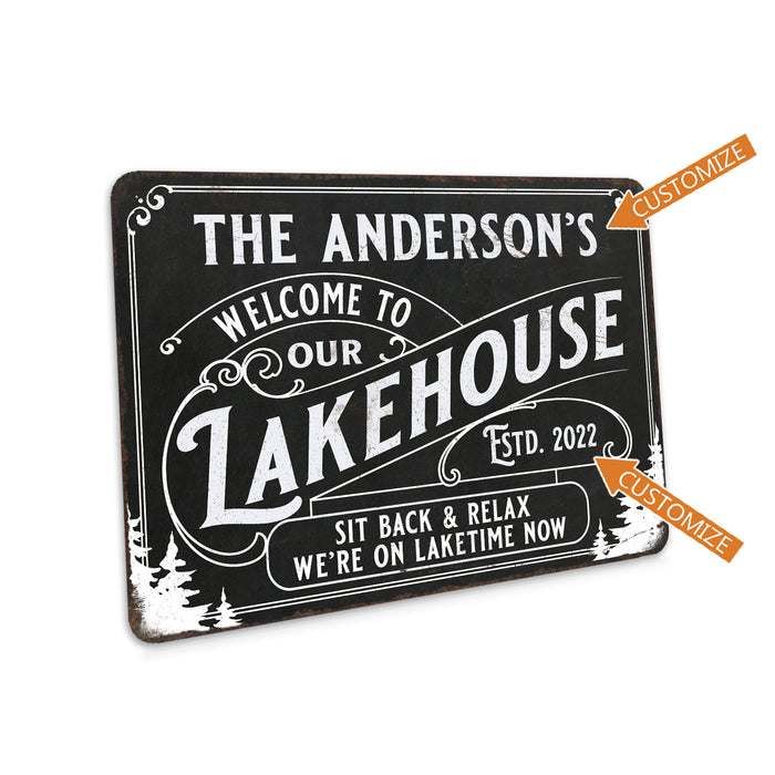 Personalized Lakehouse Sign Lake House Summer Vacation Home Decor Gift 108120124001