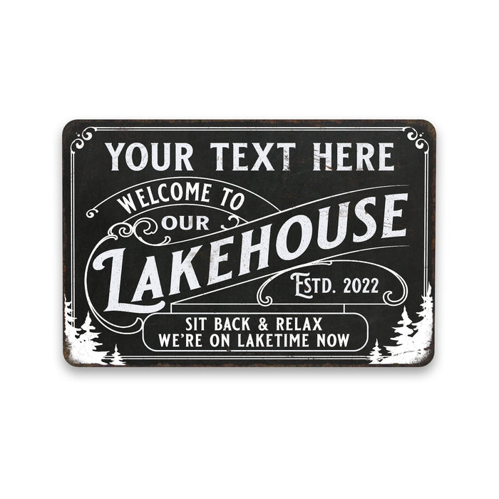 Personalized Lakehouse Sign Lake House Summer Vacation Home Decor Gift 108120124001