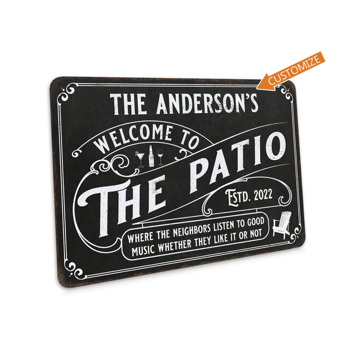 Personalized Welcome to The Patio Sign Backyard BBQ Beer Music Metal Home Decor Gift 108120112001