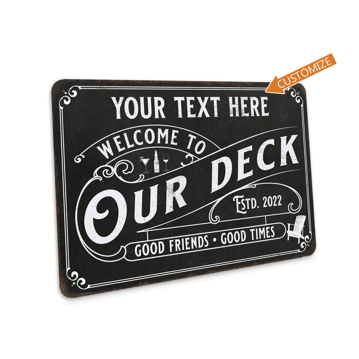 Personalized Welcome to Our Deck Sign Backyard Patio Food Friends Metal Home Decor Gift 108120113001