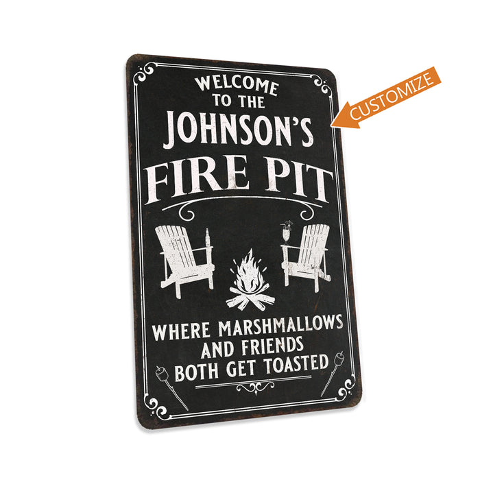 Personalized Welcome to The Fire Pit Sign Backyard Patio Barbeque Brazier Metal Home Decor Gift 108120117001