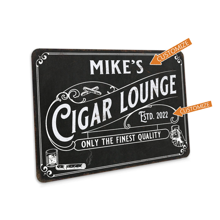Personalized Cigar Lounge Sign Man Cave Bar Stogie Metal Home Store Shop Decor Gift 108120121001