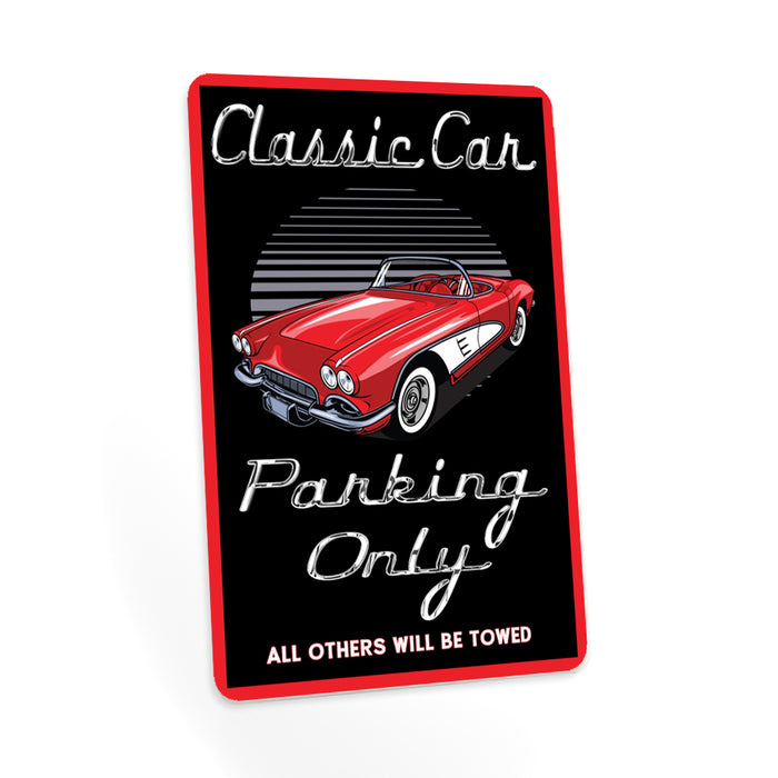 Classic Car Parking Only Sign Garage Decor Metal Parking Sign