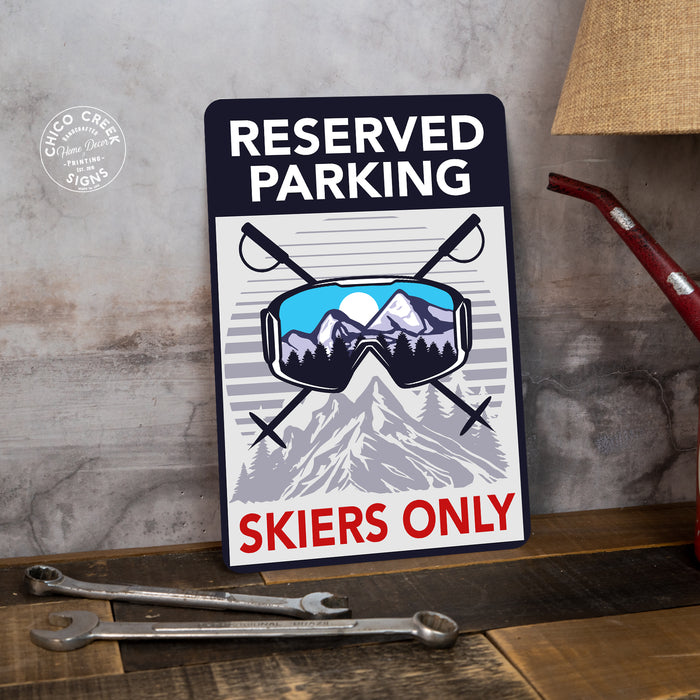 Skier Only Reserved Parking Sign Winter Metal Parking Decor 108122001019