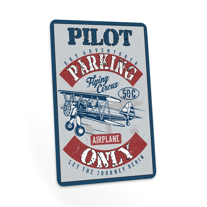 Pilot Parking Only Sign Airplane Air Force Metal Parking Decor 108122001022