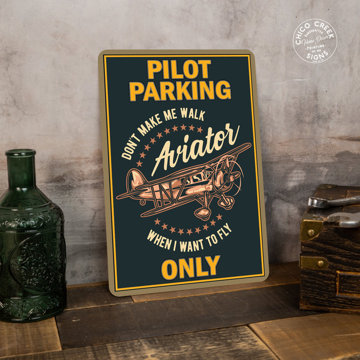 Pilot Parking Only Sign Airplane Helicopter Metal Parking Decor 108122001023