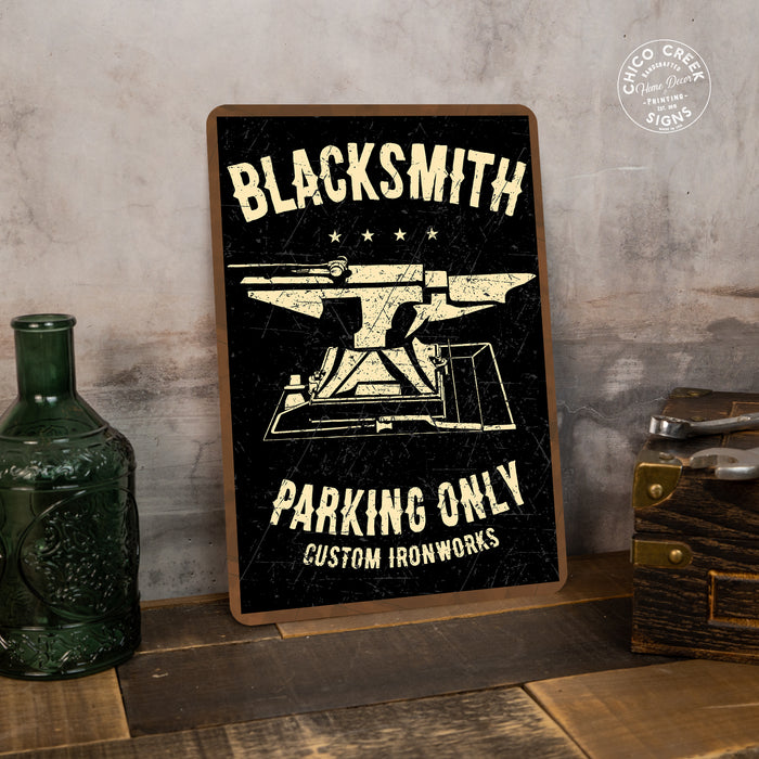 Blacksmith Parking Only Sign Anvil Forge Farrier Metal Parking Decor