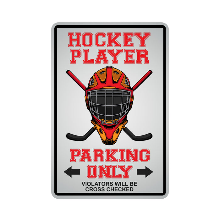 Hockey Player Parking Only Sign Ice Goalie Decor Metal Parking 108122001031