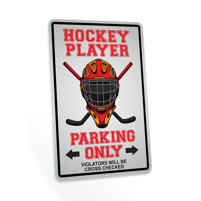 Hockey Player Parking Only Sign Ice Goalie Decor Metal Parking 108122001031