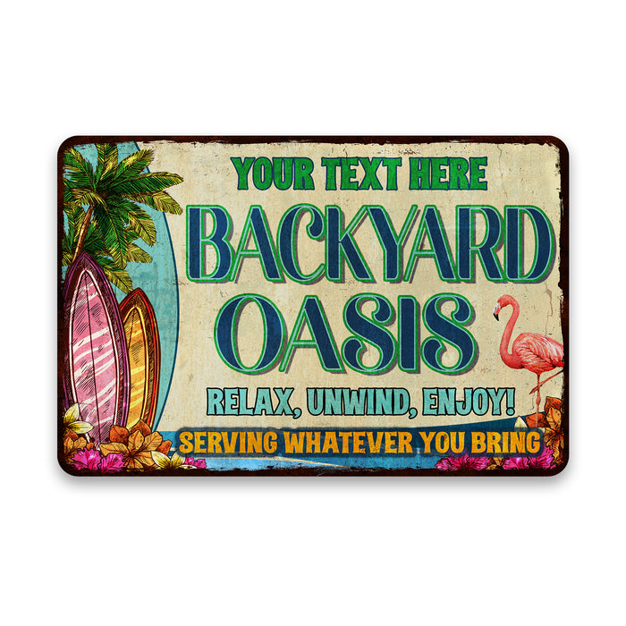 Personalized Backyard Oasis Sign Patio Decor Outdoor Pool Hot Tub Bar BBQ 108122002002