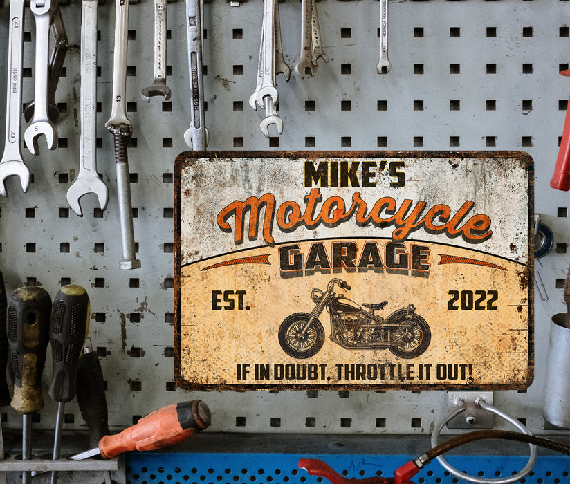 Personalized Motorcycle Garage Sign Bike Shop Den Wall Decor Mechanic Auto 108122002003
