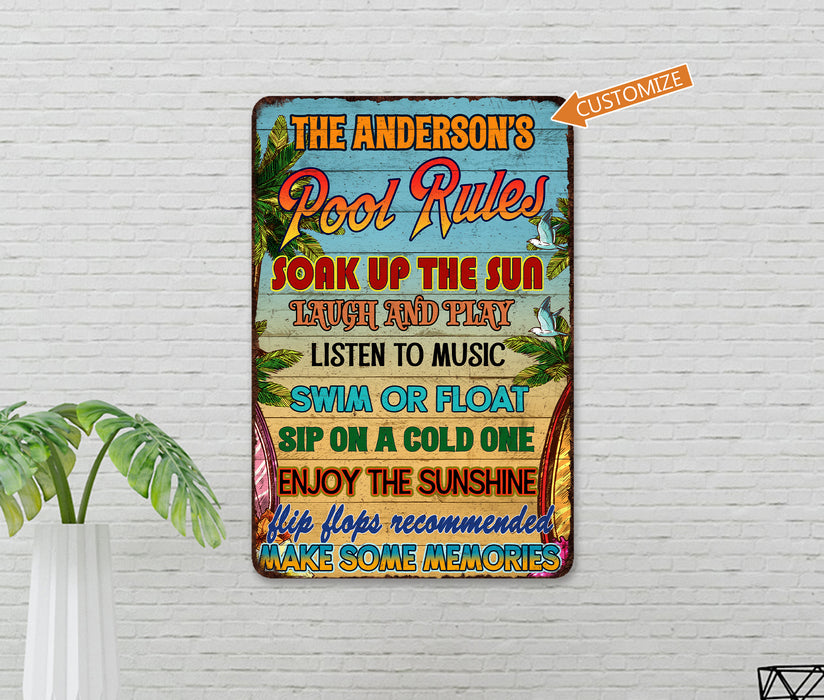 Personalized Pool Rules Sign Patio Decor Outdoor Sauna Hot Tub Bar BBQ 108122002007