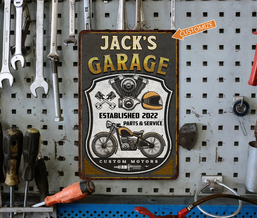 Personalized Motorcycle Garage Sign Bike Shop Den Wall Decor Mechanic Car Truck 108122002009