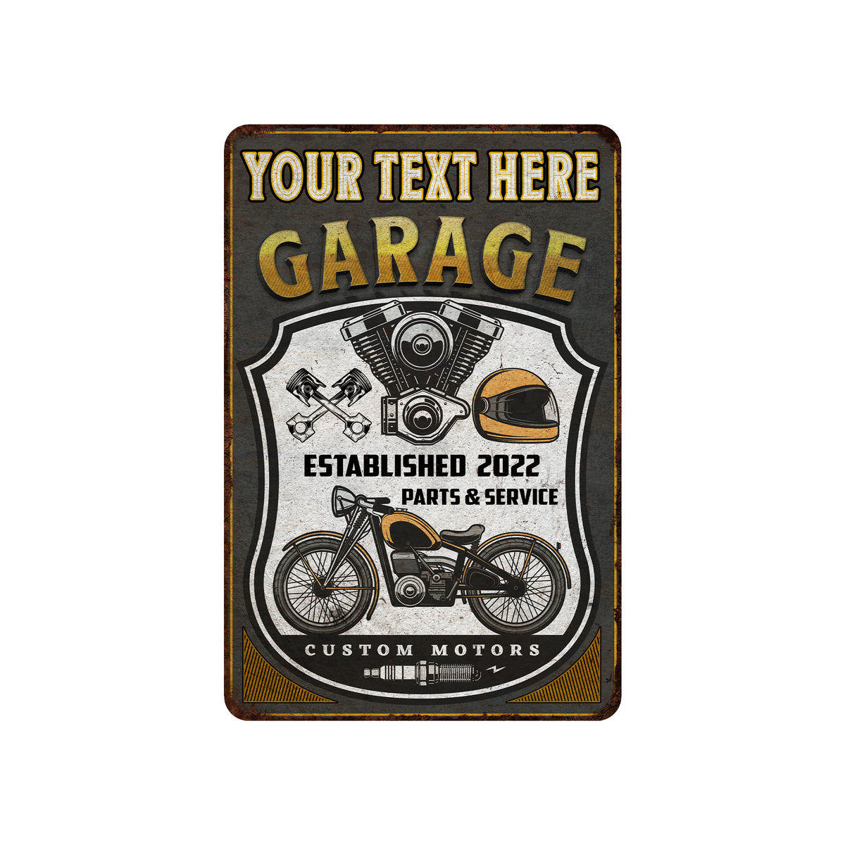 Personalized Motorcycle Garage Sign Bike Shop Den Wall Decor Mechanic ...