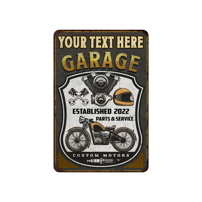 Personalized Motorcycle Garage Sign Bike Shop Den Wall Decor Mechanic Car Truck 108122002009