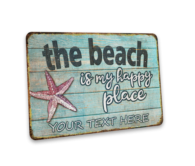 Personalized The Beach Is My Happy Place Sign 108122002014