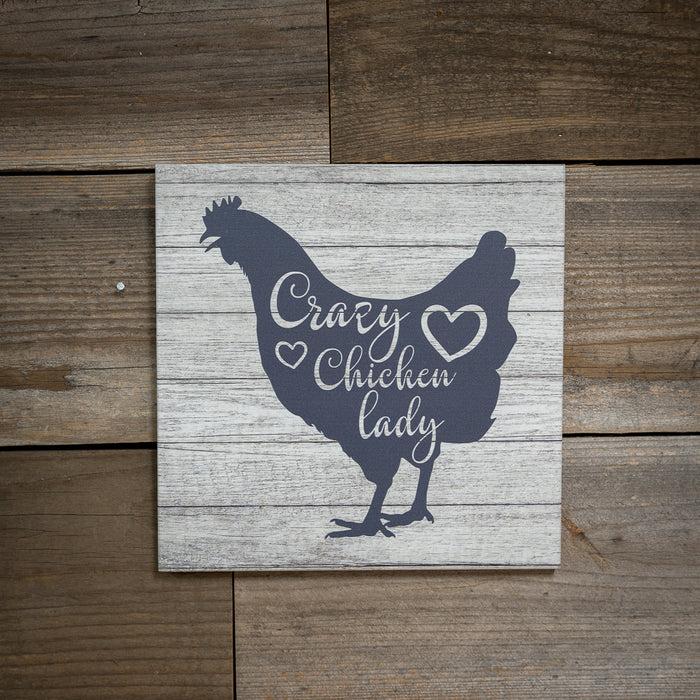 Crazy Chicken Lady Rustic Looking Wood Sign Wall Decor Gift Wood Sign