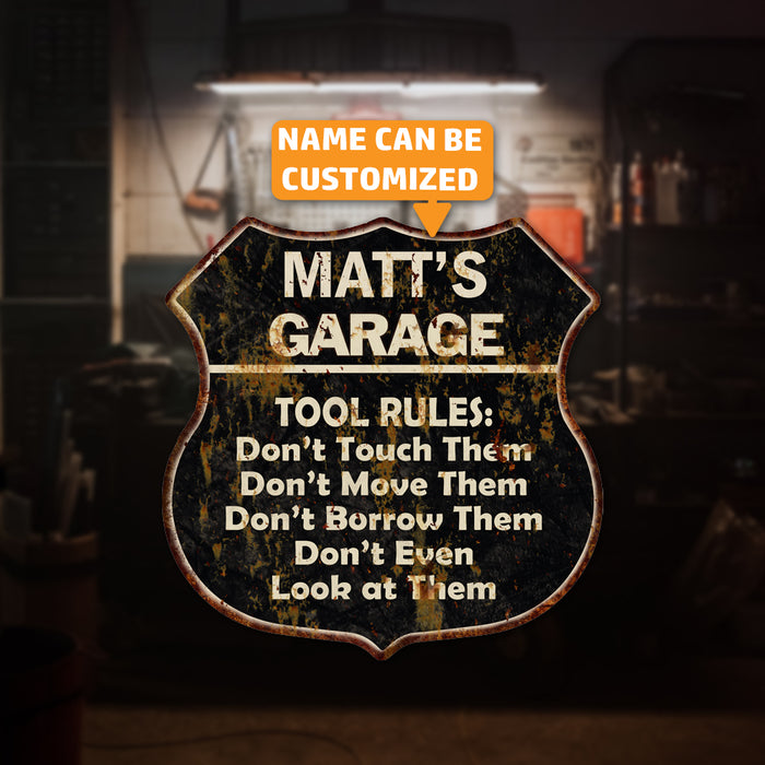 Personalized Garage Tool Rules Man Cave Mechanic Your Name Metal Sign 211110003001